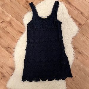 Crochet Lined "Staring at Stars" Blue Dress